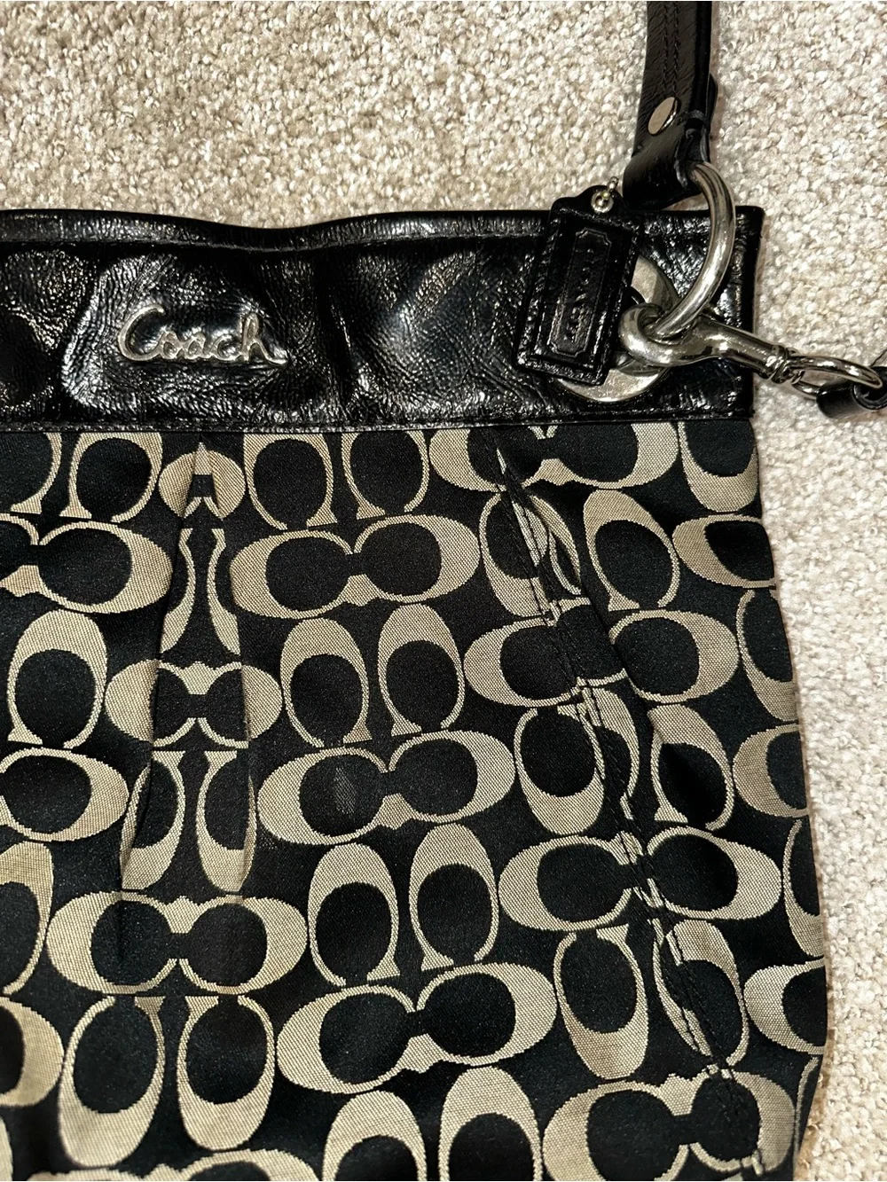Coach Black and Tan Signature Canvas Crossbody Bag